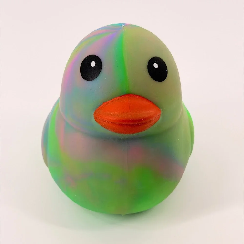 Toymendous Squeeezy‎ Rubber Duck Kids OS Green Blue Pink Marble Sensory Toy NWT